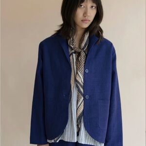 Runaway Bicycle “Tom” Royal Blue Cotton Linen Blazer